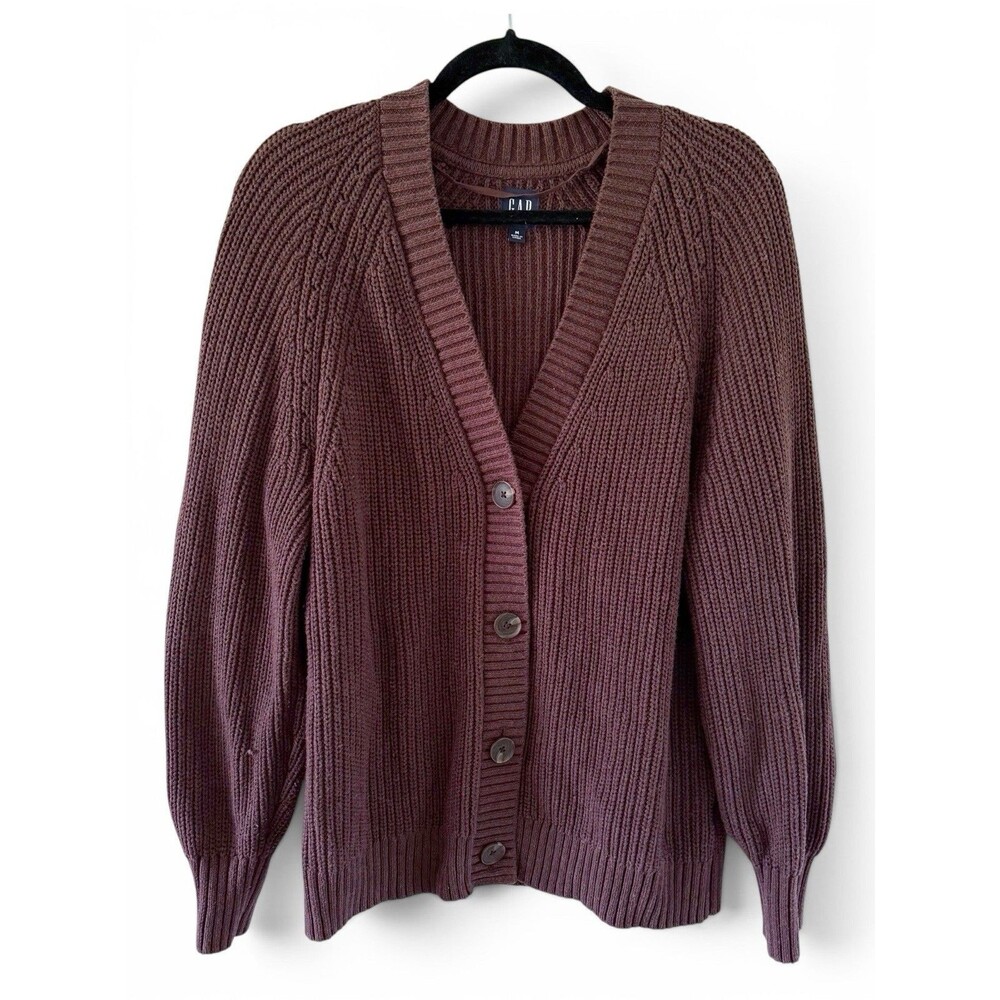 GAP Shaker Boyfriend Cardigan Sweater Espresso Brown Oversized Women's Medium